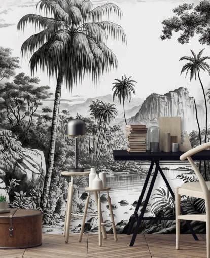 Fondo de pantalla de jungla en monocromo