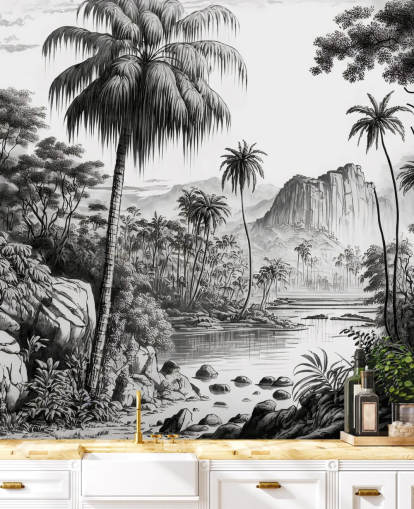 Papier peint Jungle en monochrome