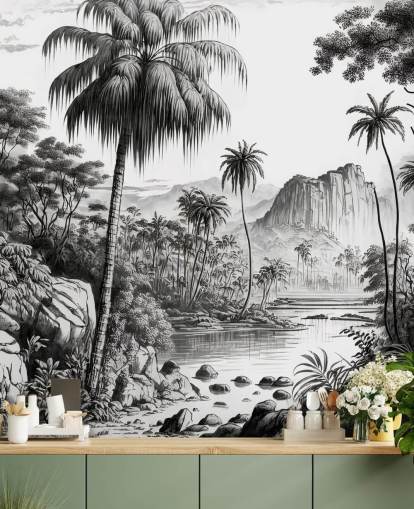 Papel de parede da selva em monocromático