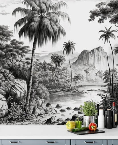 Fondo de pantalla de jungla en monocromo