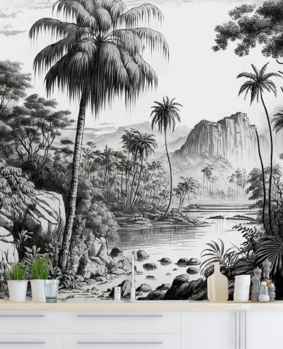 Papel de parede da selva em monocromático