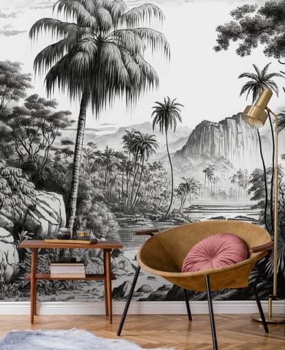 Papel de parede da selva em monocromático