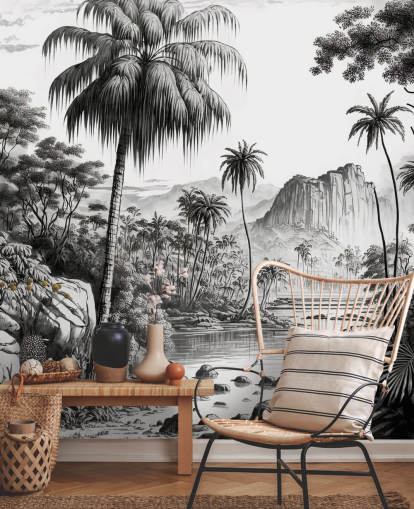 Fondo de pantalla de jungla en monocromo