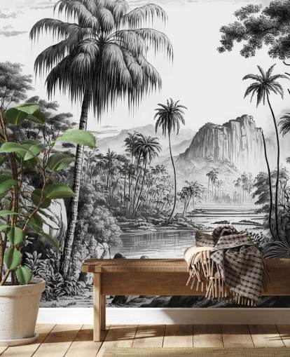 Papel de parede da selva em monocromático