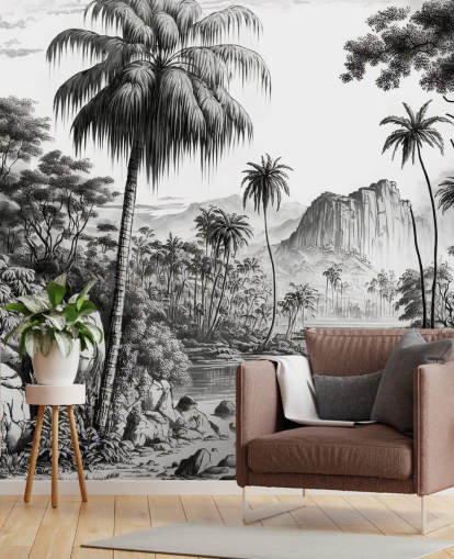 Papier peint Jungle en monochrome