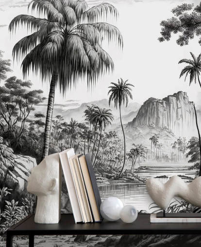 Jungle Wallpaper in Monochrome Jungle Wallpaper in Monochrome