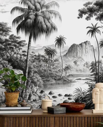 Jungle Wallpaper in Monochrome