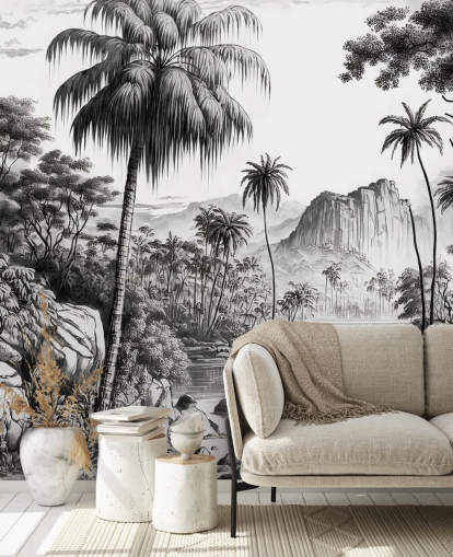 Jungle Wallpaper in Monochrome