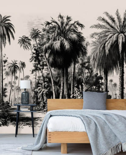 papier peint mural noir et blanc de la jungle pour chambre