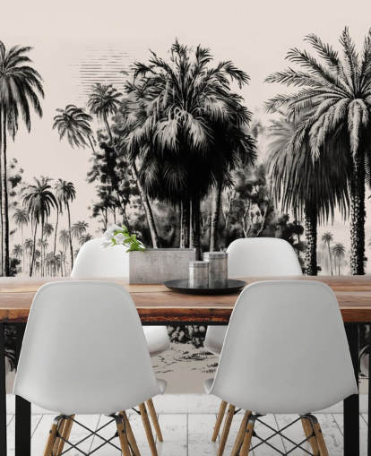 mural de papel pintado de jungla en blanco y negro para dormitorio mural de papel pintado de jungla en blanco y negro para dormitorio