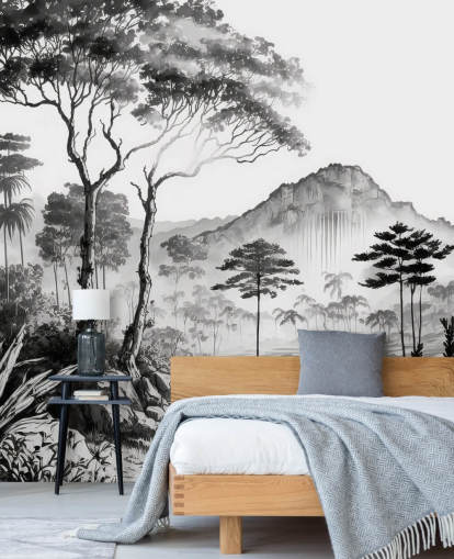 Stylish Landscape Wallpaper in Monochrome Stylish Landscape Wallpaper in Monochrome