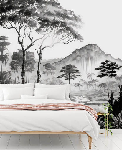 Papel de parede de paisagem elegante em monocromático