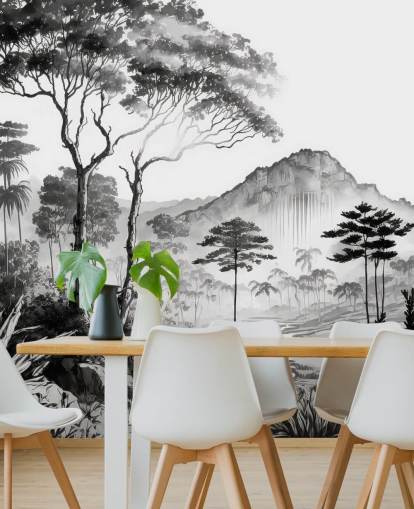 Papel de parede de paisagem elegante em monocromático