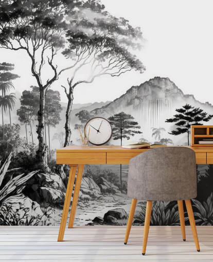 Stylish Landscape Wallpaper in Monochrome Stylish Landscape Wallpaper in Monochrome