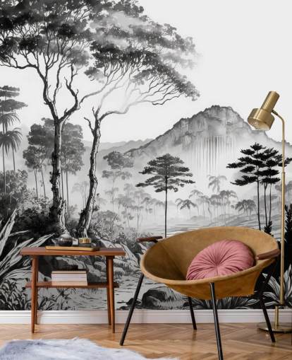 Stylish Landscape Wallpaper in Monochrome Stylish Landscape Wallpaper in Monochrome