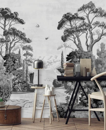 monochrome jungle landscape wallpaper wall mural monochrome jungle landscape wallpaper wall mural