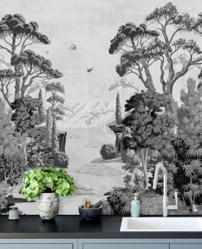 papier peint monochrome paysage de jungle papier peint monochrome paysage de jungle