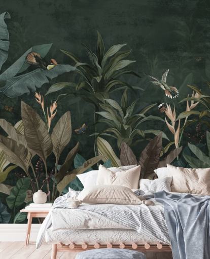 Mural de papel de parede Dark Leafy Jungle