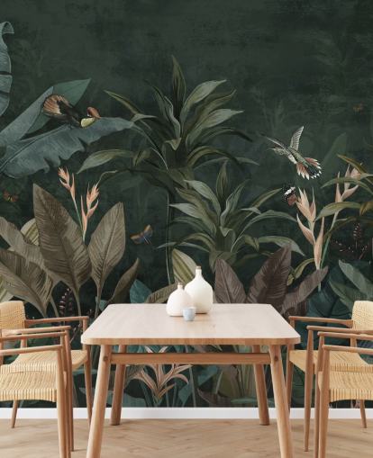 Dark Leafy Jungle Wallpaper Mural