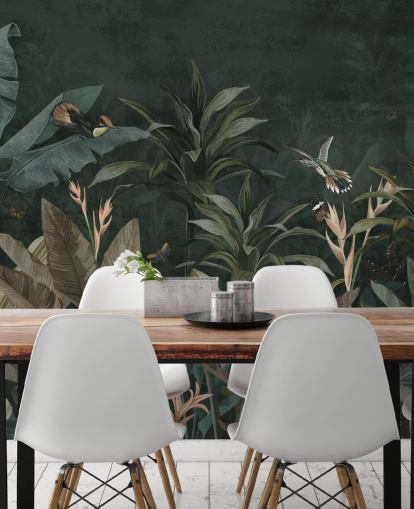 Dark Leafy Jungle Wallpaper Mural