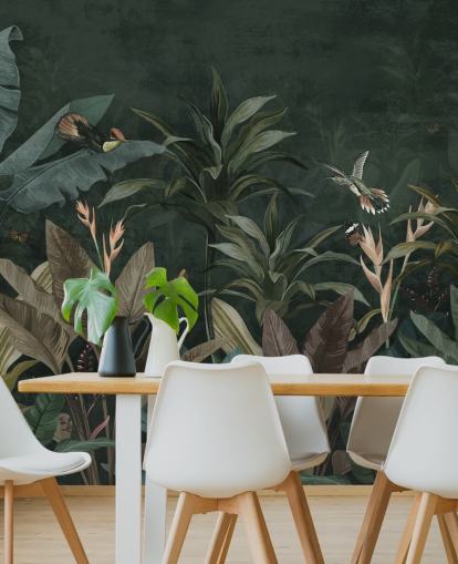 Mural de papel de parede Dark Leafy Jungle Mural de papel de parede Dark Leafy Jungle