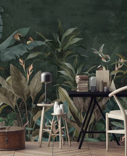 Dark Leafy Jungle Wallpaper Mural