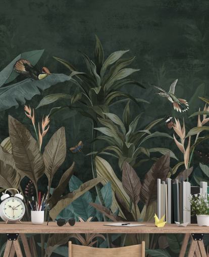 Dark Leafy Jungle Wallpaper Mural