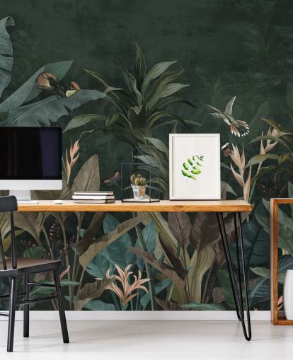 Dark Leafy Jungle Wallpaper Mural