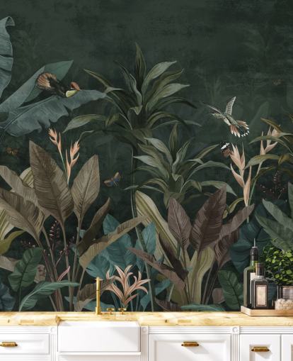 Mural de papel de parede Dark Leafy Jungle