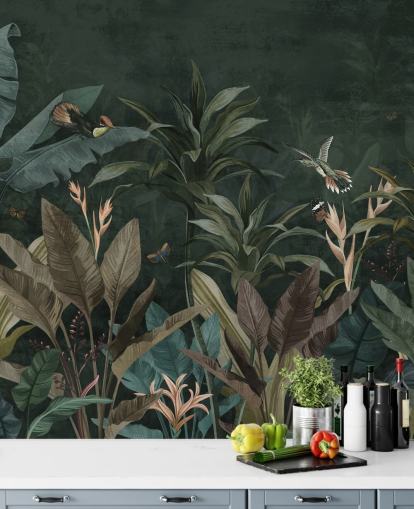Dark Leafy Jungle Wallpaper Mural Dark Leafy Jungle Wallpaper Mural