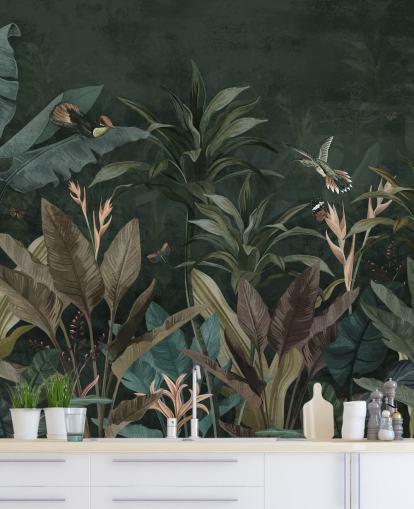 Dark Leafy Jungle Wallpaper Mural