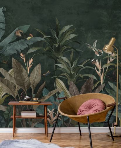 Dark Leafy Jungle Wallpaper Mural