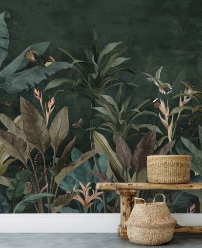 Dark Leafy Jungle Wallpaper Mural