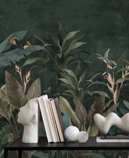 Dark Leafy Jungle Wallpaper Mural