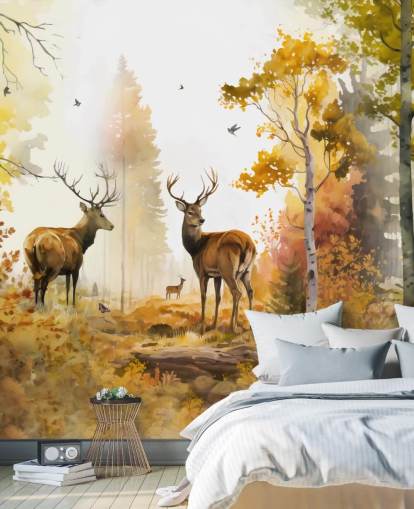 Illustration of twin Stags wallpaper 