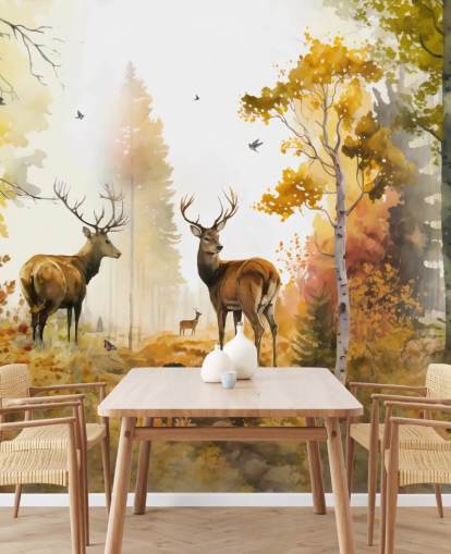 Illustrazione della carta da parati Twin Stags 