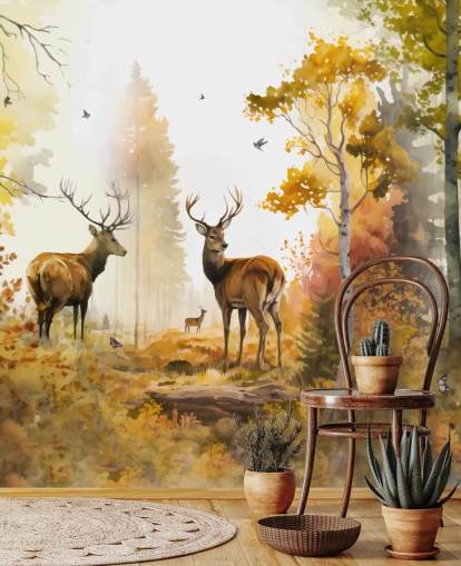 Illustratie van Twin Stags wallpaper Illustratie van Twin Stags wallpaper