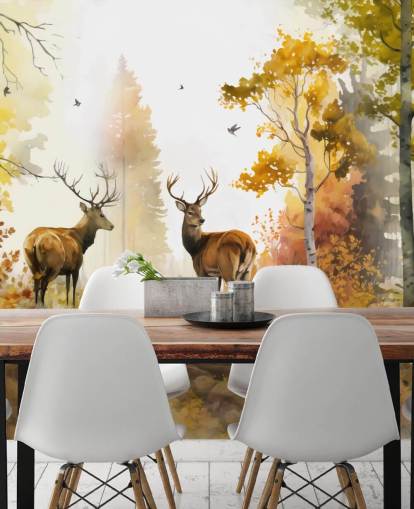 Illustration of twin Stags wallpaper 
