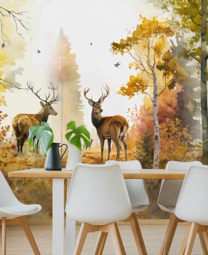 Illustration of twin Stags wallpaper Illustration of twin Stags wallpaper