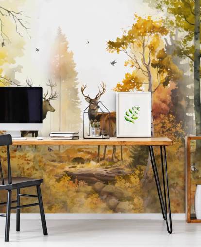 Illustration of twin Stags wallpaper 