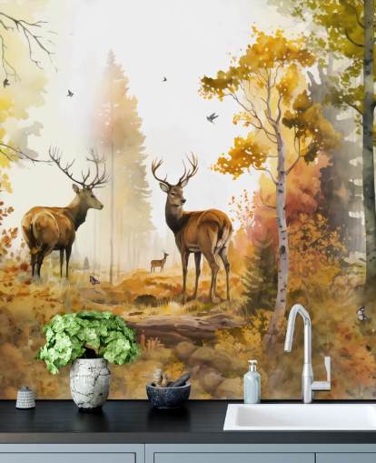 Illustrazione della carta da parati Twin Stags 