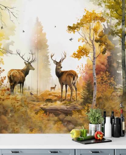 Illustratie van Twin Stags wallpaper 