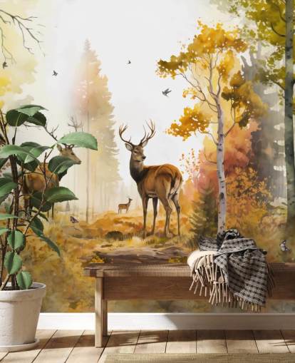 Illustration of twin Stags wallpaper 