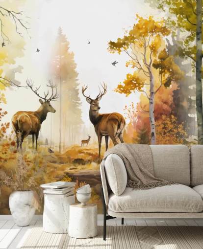 Illustrazione della carta da parati Twin Stags 