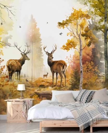 Illustratie van Twin Stags wallpaper 