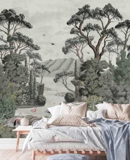 Poster in Cornice The Passage - Alberi illustrativi, fiume e aironi