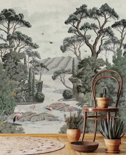 Poster in Cornice The Passage - Alberi illustrativi, fiume e aironi