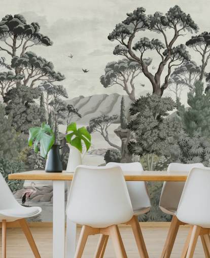 Poster in Cornice The Passage - Alberi illustrativi, fiume e aironi