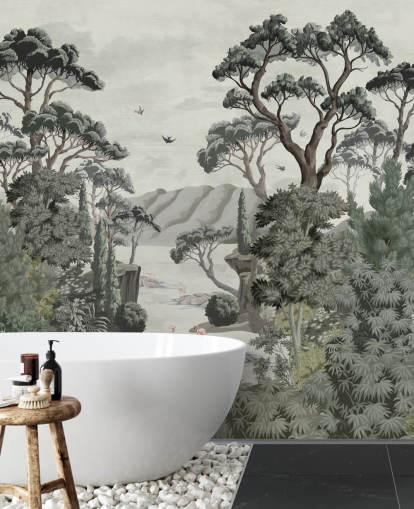 Poster in Cornice The Passage - Alberi illustrativi, fiume e aironi