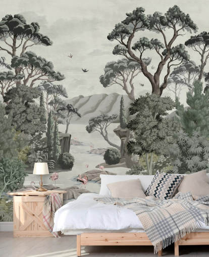 Poster in Cornice The Passage - Alberi illustrativi, fiume e aironi